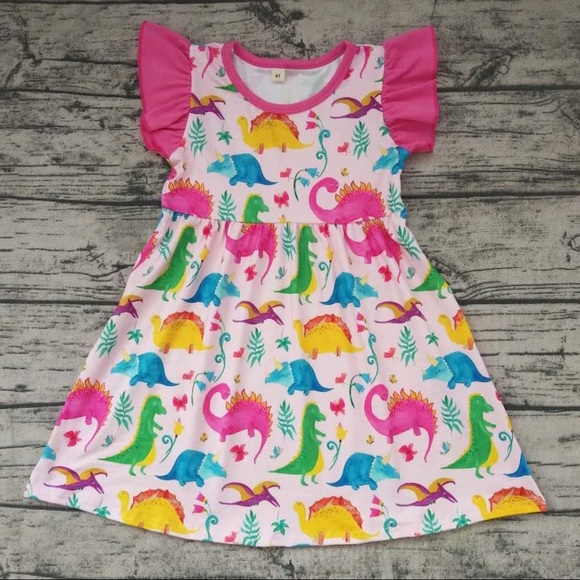 Other - Boutique Dinosaur 🦖 🦕 hot pink ruffle dress